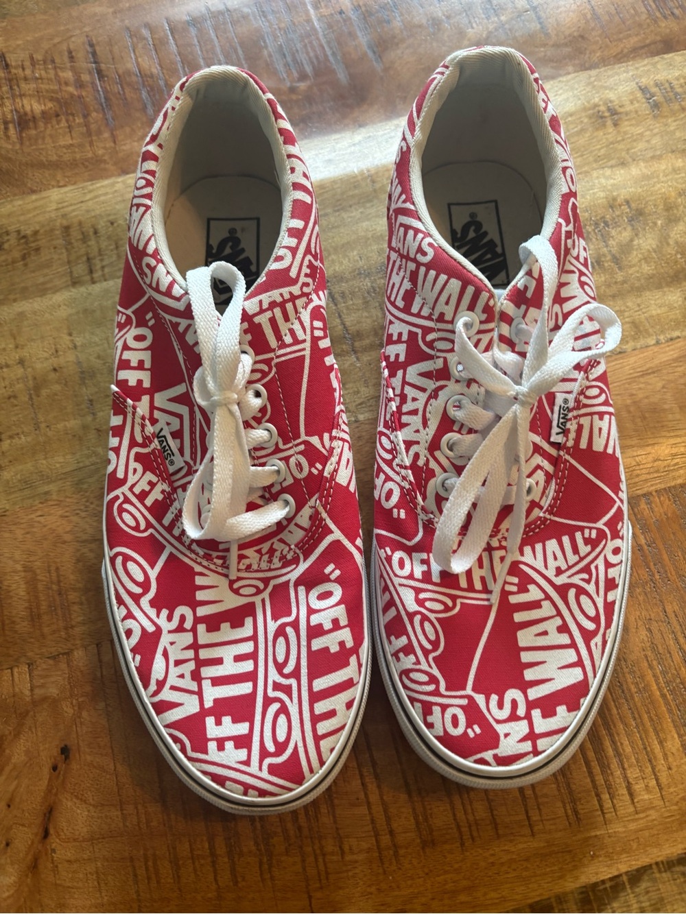 Vans Red and White 'Off The Wall' Low Top Sneakers Men's 10.5/Womens 9.5